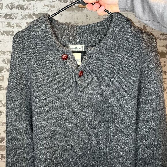 L.L bean | vintage lambswool knitted Henley sweater - Picture 1 of 10
